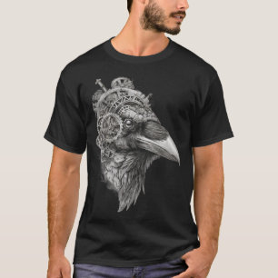 Clockwork Raven Portrait — Pen-and-Ink Steampunk  T-Shirt