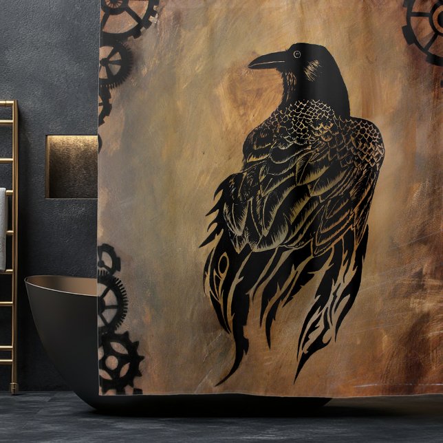 Clockwork Raven Shower Curtain (Creator Uploaded)