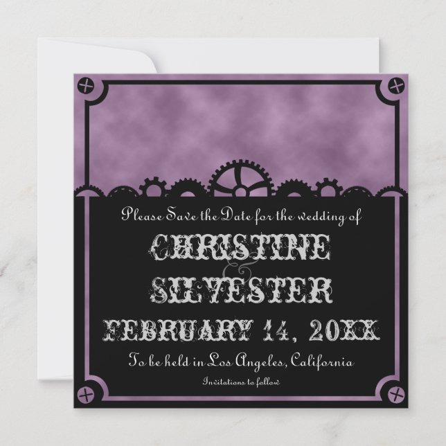 Clockwork Silhouette, 5.25"x5.25" save the date (Front)