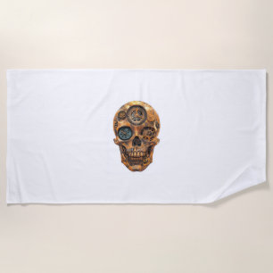 Clockwork Skull Fusion Beach Towel