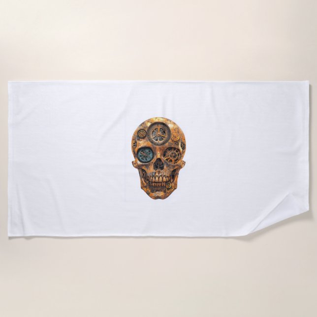 Clockwork Skull Fusion Beach Towel (Front)