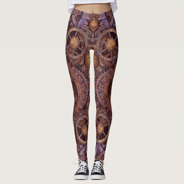 Clockwork Vintage Industrial Steampunk Leggings (Front)