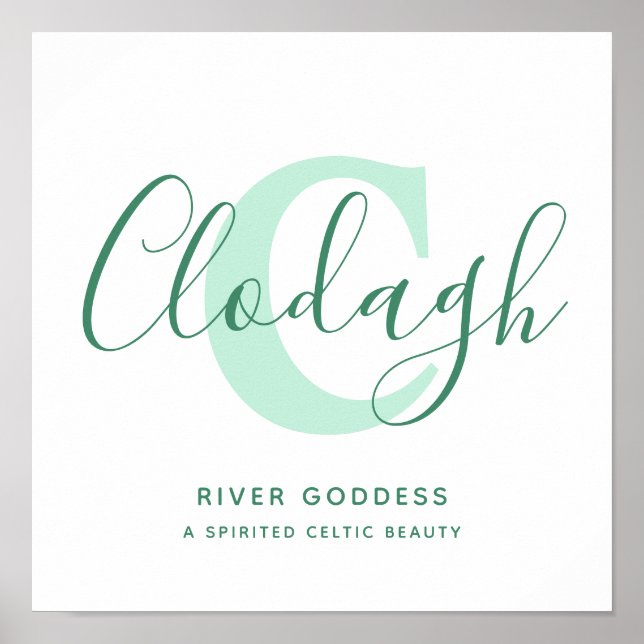 Clodagh name meaning shades of green text custom poster (Front)