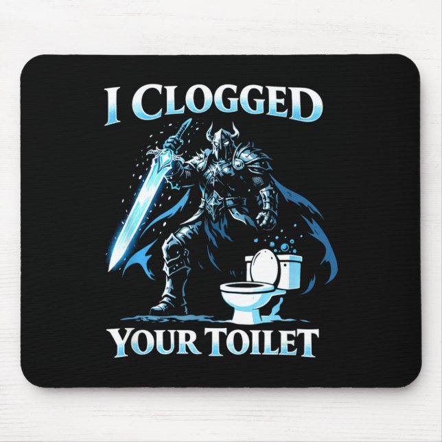 Clogged toilet funny alpha wolf meme stupid mouse mat (Front)