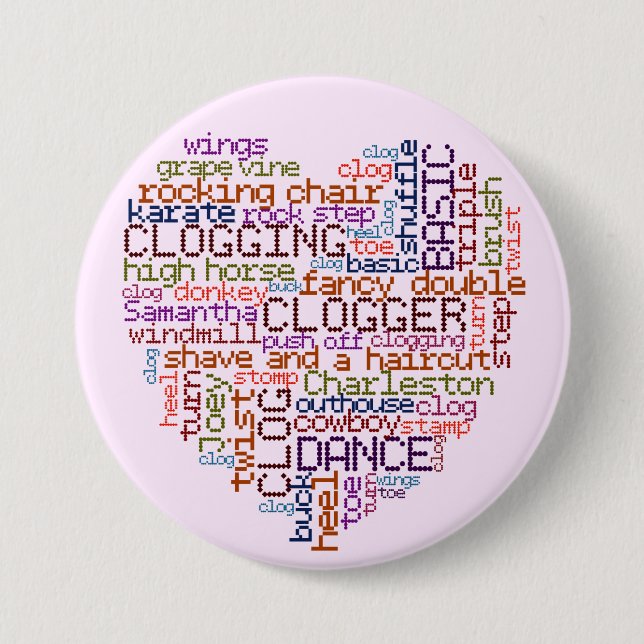 Clogger Clogging Word Art Large 7.5 Cm Round Badge (Front)