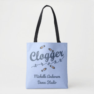 Clogger Dancer Blue   Add Personalised Studio Name Tote Bag