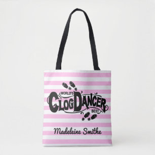 Clogging Clog Dancer Pink Vintage Look   Add Name Tote Bag