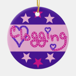 Clogging Love Stars Hearts Pink Ceramic Tree Decoration