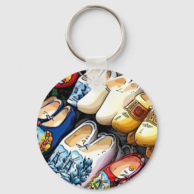 Clogs, Amsterdam, Netherlands - Button Key Ring (Front)