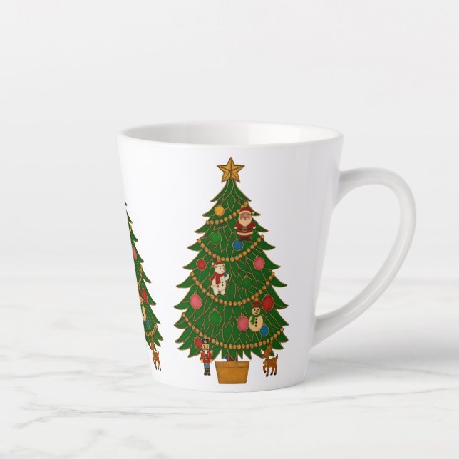 Cloisonne Art Christmas Tree Character Ornaments Latte Mug (Right)