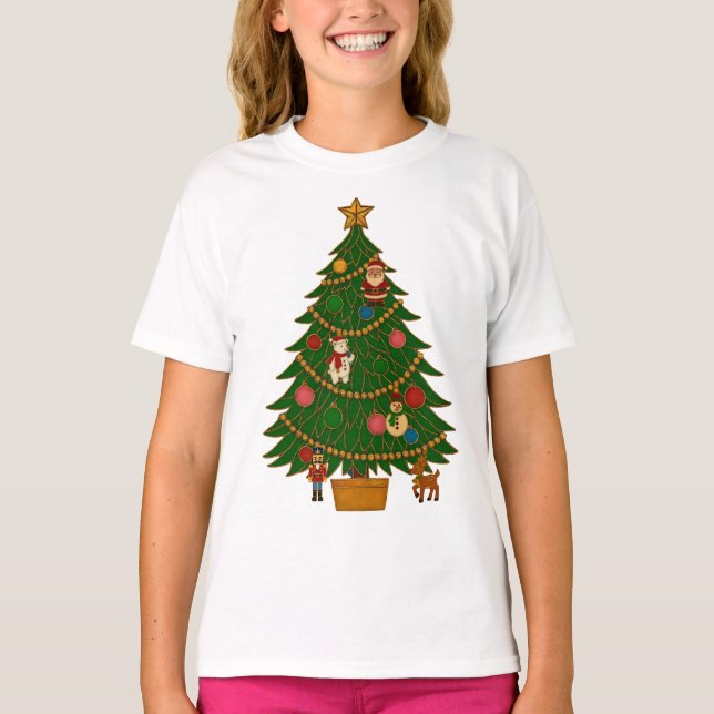 Cloisonne Art Christmas Tree Character Ornaments T-Shirt (Front)