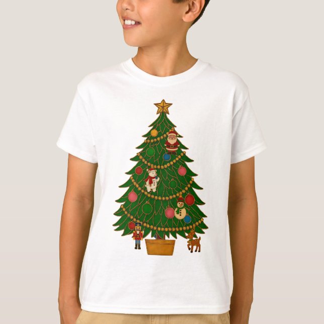 Cloisonne Art Christmas Tree Character Ornaments T-Shirt (Front)
