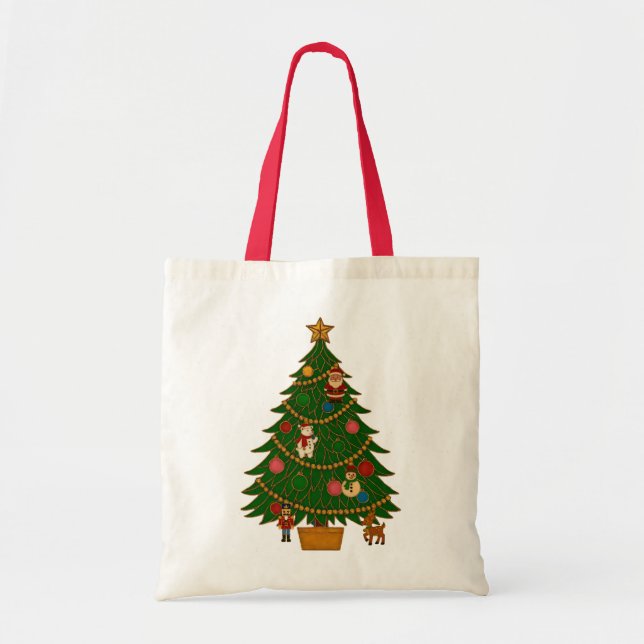 Cloisonne Art Christmas Tree Character Ornaments Tote Bag (Front)