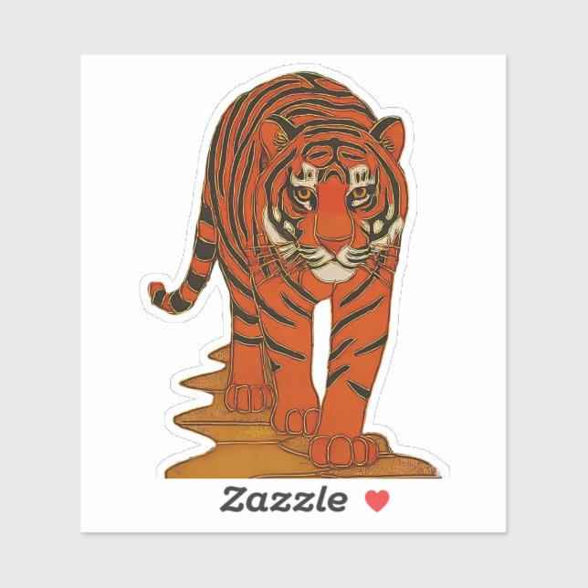 Cloisonne Art Tiger on the Jungle Path (Sheet)