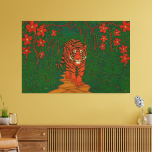 Cloisonne Art Tiger on the Jungle Path Canvas Print