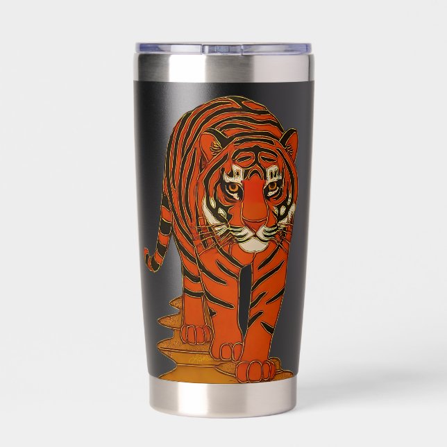 Cloisonne Art Tiger on the Jungle Path Insulated Tumbler (Back)