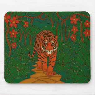 Cloisonne Art Tiger on the Jungle Path Mouse Mat