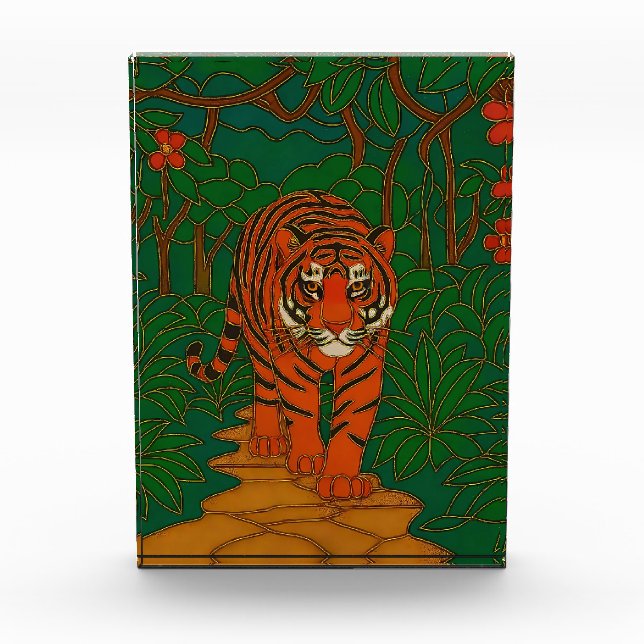 Cloisonne Art Tiger on the Jungle Path Photo Block (Front)