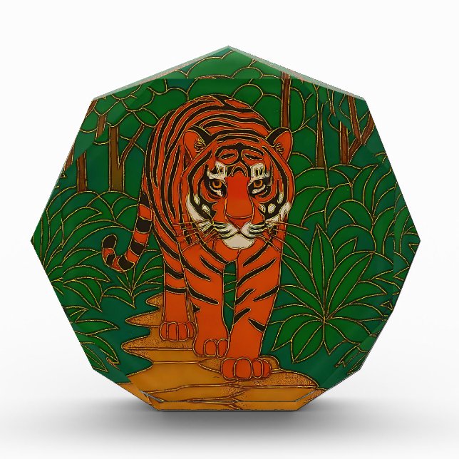 Cloisonne Art Tiger on the Jungle Path Photo Block (Front)