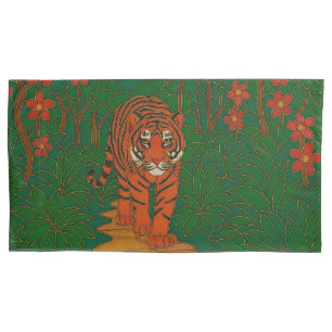 Cloisonne Art Tiger on the Jungle Path Pillowcase