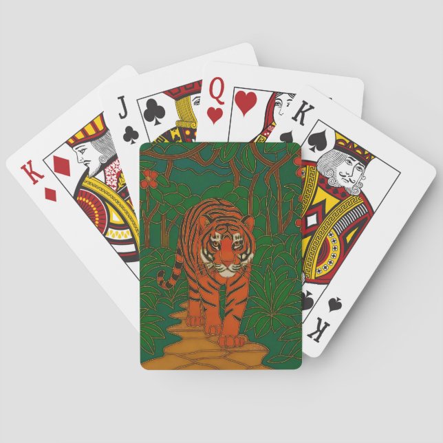 Cloisonne Art Tiger on the Jungle Path Playing Cards (Back)