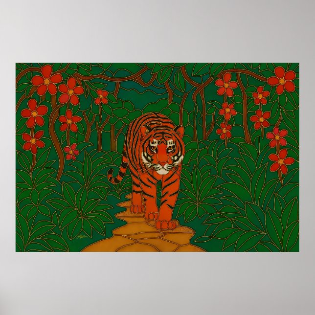 Cloisonne Art Tiger on the Jungle Path Poster (Front)