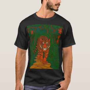 Cloisonne Art Tiger on the Jungle Path T-Shirt
