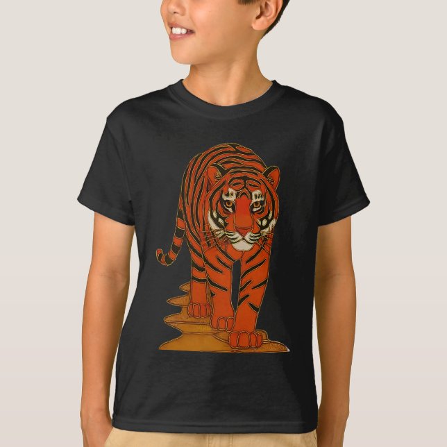 Cloisonne Art Tiger on the Jungle Path T-Shirt (Front)