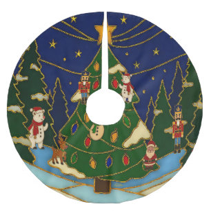 Cloisonne Art Whimsical Forest Classic Christmas Brushed Polyester Tree Skirt