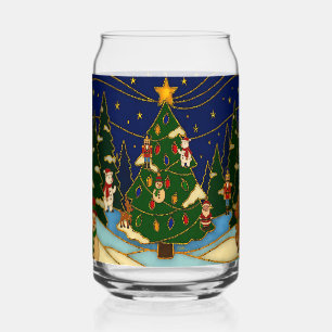 Cloisonne Art Whimsical Forest Classic Christmas  Can Glass