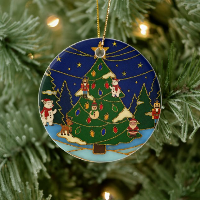 Cloisonne Art Whimsical Forest Classic Christmas  Ceramic Tree Decoration (Tree)