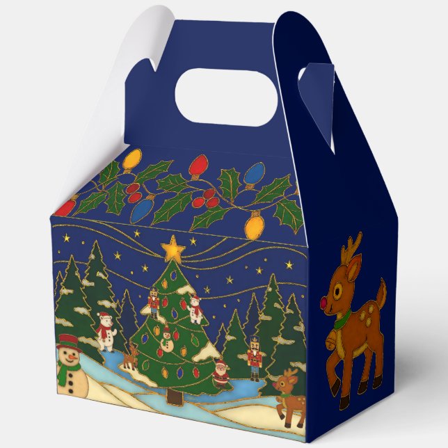 Cloisonne Art Whimsical Forest Classic Christmas Favour Box (Front)