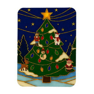 Cloisonne Art Whimsical Forest Classic Christmas Magnet