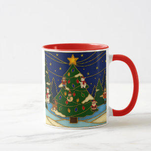 Cloisonne Art Whimsical Forest Classic Christmas  Mug