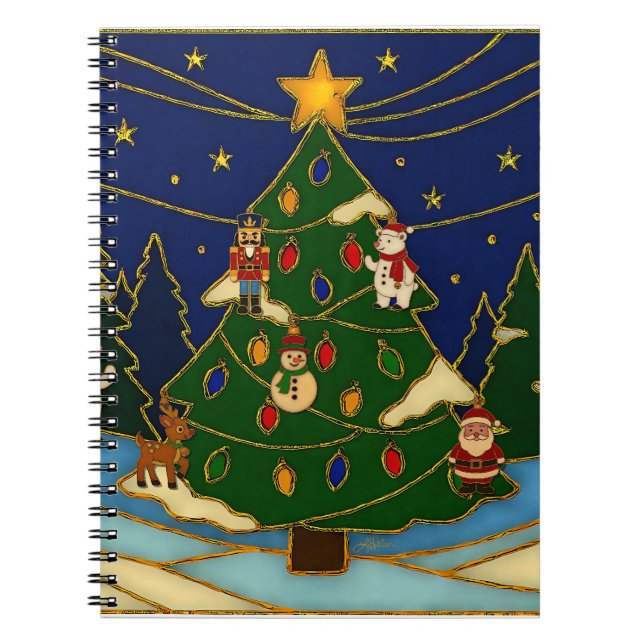 Cloisonne Art Whimsical Forest Classic Christmas  Notebook (Front)