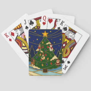 Cloisonne Art Whimsical Forest Classic Christmas  Playing Cards