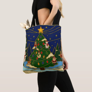 Cloisonne Art Whimsical Forest Classic Christmas Tote Bag