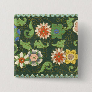 Cloisonne China Patter Asian Oriental 15 Cm Square Badge