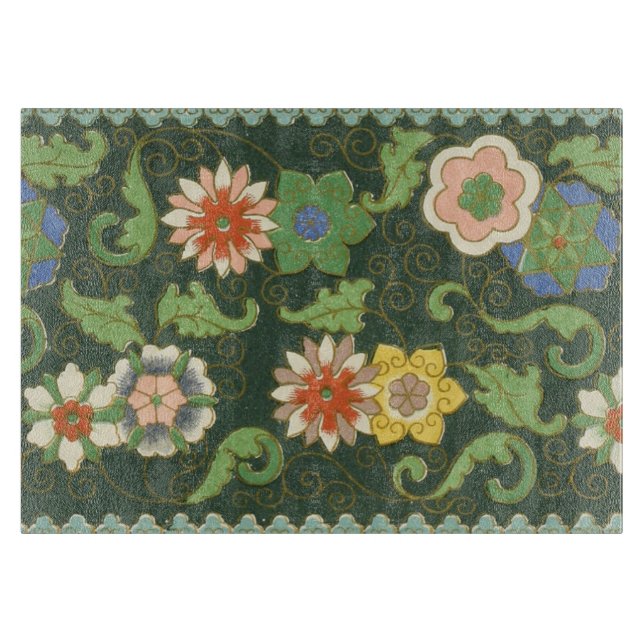 Cloisonne China Patter Asian Oriental Cutting Board (Front)