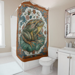 Cloisonne Frog on Lily Pad Shower Curtain