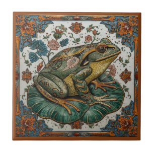 Cloisonne Frog on Lily Pad Tile