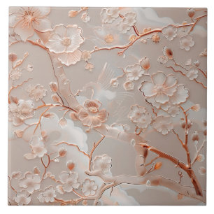 Cloisonne rose gold floral pattern tile
