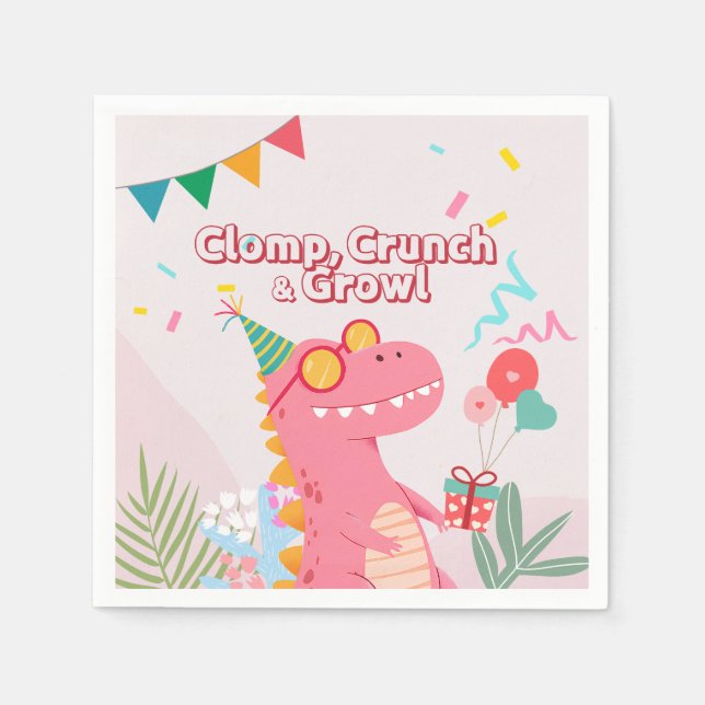 Clomp, Crunch & Growl! Dinosaur Party Napkin (Front)