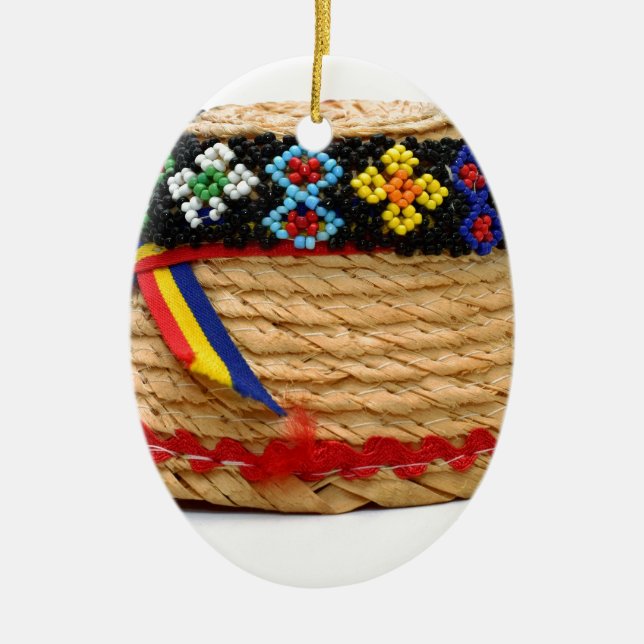 clop traditional hat ceramic tree decoration (Front)