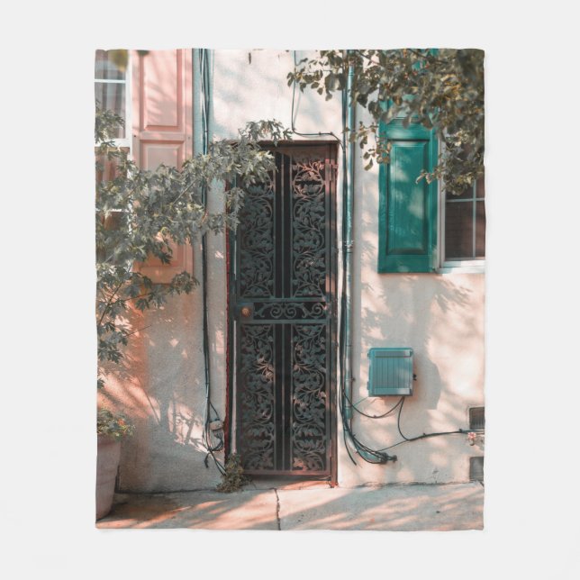 CLOSE GREEN WROUGHT IRON SECURITY DOOR FLEECE BLANKET (Front)