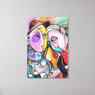 Close-Knit Family - Art Style - Original Painting Canvas Print