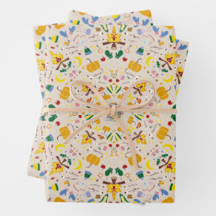 Close Knit Thanksgiving Autumn Cosy Fall Stone Wrapping Paper Sheet