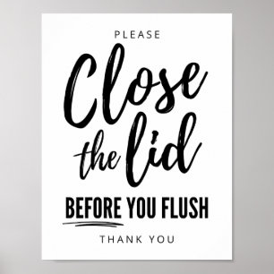 Close Lid Before Flushing, Reduce Plume Poster