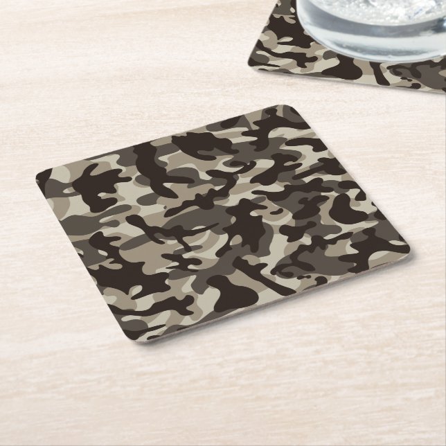 Close Quarter Camouflage Square Paper Coaster (Angled)