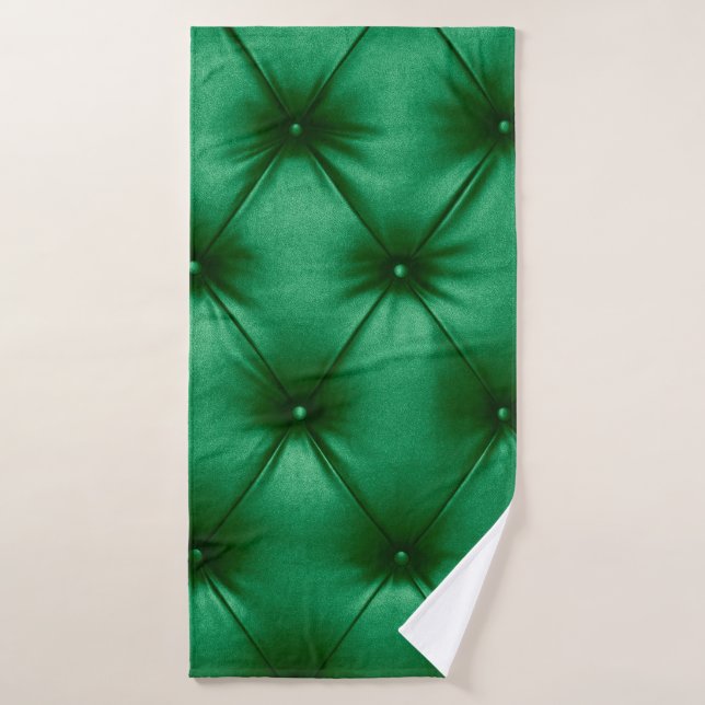 Close up background texture of dark green capitone bath towel (Bath Towel)